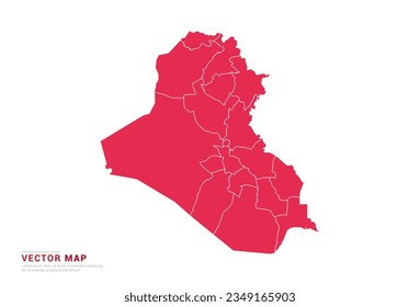Mapa de Irak - estilo abstracto rojo aislado en fondo blanco para infografía, vector de diseño.