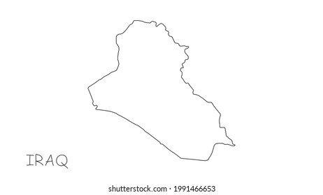 Iraq map black line on white background. Vector illustration.