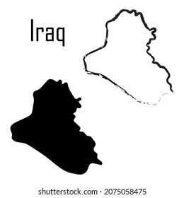 Ilustración de los vectores en blanco y negro en Iraq. mapa de ilustración vectorial en blanco y negro.