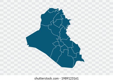 Iraq map blue Color on Backgound png