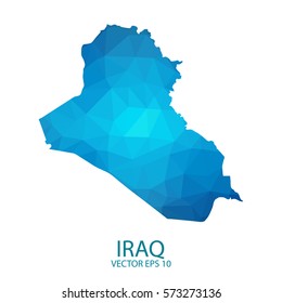 Iraq map - blue geometric rumpled triangular low poly style gradient graphic background , polygonal design for your . Vector illustration eps 10.