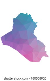 iraq map. Blue and Pink polygonal shape vector illustration on white background. Vector illustration eps 10.