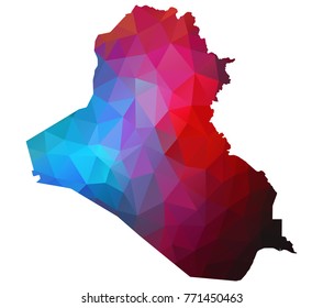 iraq map. Blue and Red polygonal shape vector illustration on white background. Vector illustration eps 10.