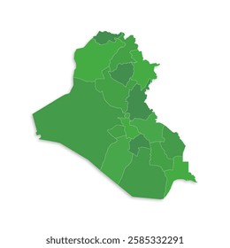 Iraq map with border highlighted regions, states, isolated on white background. Template map of Iraq. Detailed vector illustration.