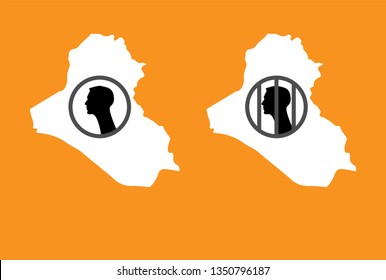 Iraq Map with color background, two maps of iraq 