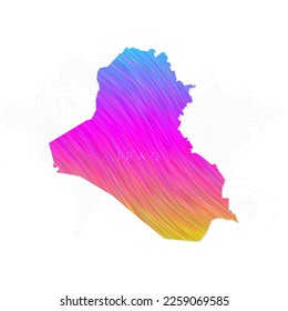 Iraq map in colorful halftone gradients. Future geometric patterns of lines abstract on white background. Vector Illustration Eps10.