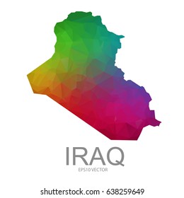 iraq map colorful polygon vector illustrator eps 10