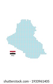 Mapa de Iraq diseña círculo azul, fondo blanco con bandera de Irak.
