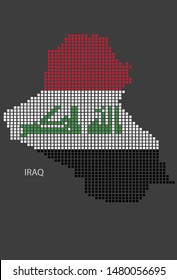 Iraq map design flag Azerbaijan square, black background.