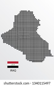 Iraq map design square with flag Iraq.
