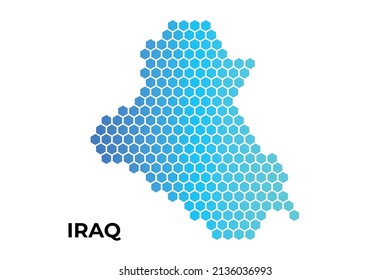 Mapa iraquí de la forma de hexágono digital en la ilustración del vector de fondo blanco