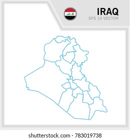 Iraq map and flag in white background