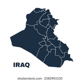 Iraq map flat border outline vector