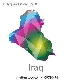 Iraq map in geometric polygonal style.Abstract,modern design background.