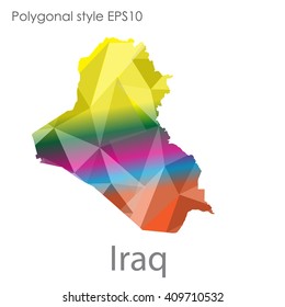 Iraq map in geometric polygonal style.Abstract,modern design background.