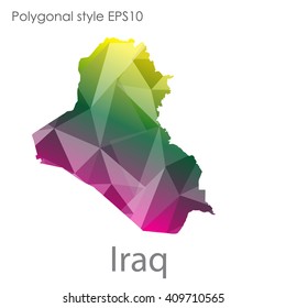 Iraq map in geometric polygonal style.Abstract,modern design background.