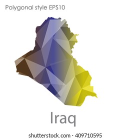 Iraq map in geometric polygonal style.Abstract,modern design background.