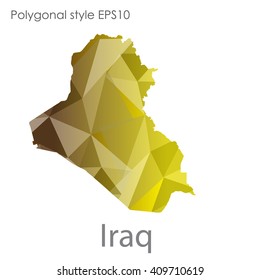 Iraq map in geometric polygonal style.Abstract,modern design background.