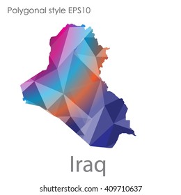 Iraq map in geometric polygonal style.Abstract,modern design background.
