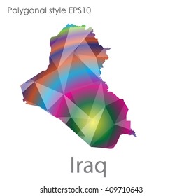 Iraq map in geometric polygonal style.Abstract,modern design background.