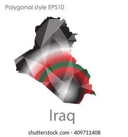 Iraq map in geometric polygonal style.Abstract,modern design background.