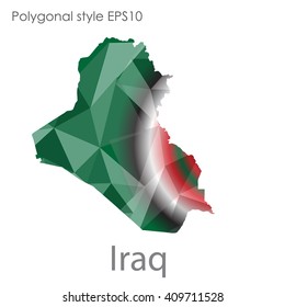 Iraq map in geometric polygonal style.Abstract,modern design background.
