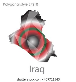 Iraq map in geometric polygonal style.Abstract,modern design background.