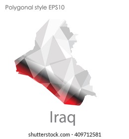 Iraq map in geometric polygonal style.Abstract,modern design background.