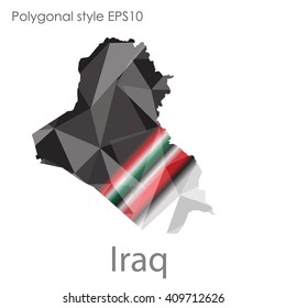 Iraq map in geometric polygonal style.Abstract,modern design background.