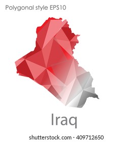 Iraq map in geometric polygonal style.Abstract,modern design background.