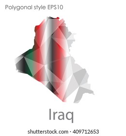 Iraq map in geometric polygonal style.Abstract,modern design background.