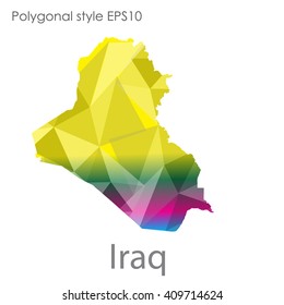 Iraq map in geometric polygonal style.Abstract,modern design background.