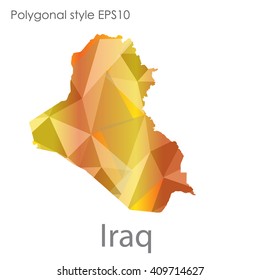 Iraq map in geometric polygonal style.Abstract,modern design background.