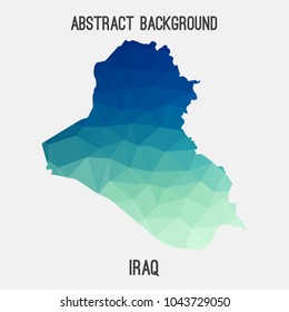 Iraq map in geometric polygonal,mosaic style.Abstract tessellation,modern design background,low poly. Geometric cover, mockup. Vector illustration.