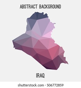 Iraq map in geometric polygonal,mosaic style.Abstract tessellation,modern design background,low poly. Vector illustration.
