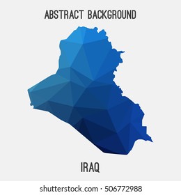 Iraq map in geometric polygonal,mosaic style.Abstract tessellation,modern design background,low poly. Vector illustration.
