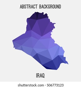 Iraq map in geometric polygonal,mosaic style.Abstract tessellation,modern design background,low poly. Vector illustration.