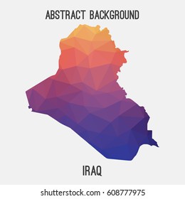 Iraq map in geometric polygonal,mosaic style.Abstract tessellation,modern design background,low poly. Vector illustration.