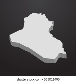 Iraq map in gray on a black background 3d