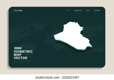 Iraq mapea el fondo verde con vector isométrico. Plantilla de diseño de banners Web.