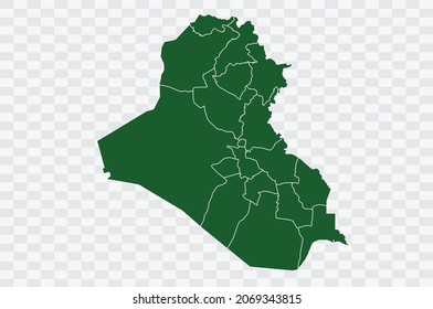 Iraq Map Green Color on Png Backgound