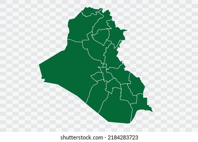 Iraq Map green Color on White Background quality files Png