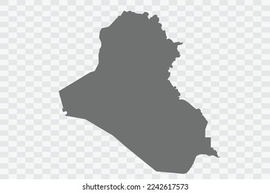 Iraq Map grey Color on White no demarcation line Background  Png