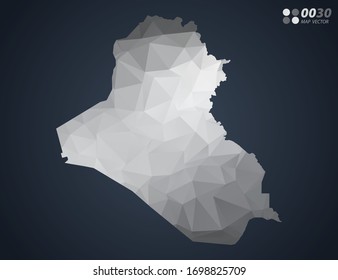 Iraq map grey polygon red triangle mosaic with dark background. style gradient vector.