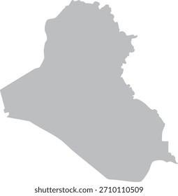 Iraq Map Grey Silhouette Editable Vector