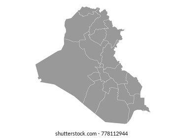 iraq map. High detailed vector map with counties/regions/states of iraq on white background. Vector illustration eps 10.