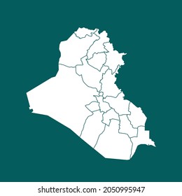 Iraq map High Detailed. white color. on green background. Abstract design vector illustration eps 10