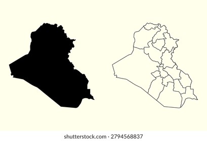 iraq map icon with black silhouette and outline on light background for location