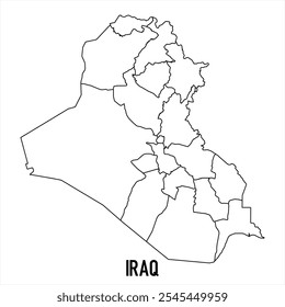Irakkartensymbol einzeln auf weißem Hintergrund. Übersichtskarte. Einfaches Liniensymbol. Vektorgrafik