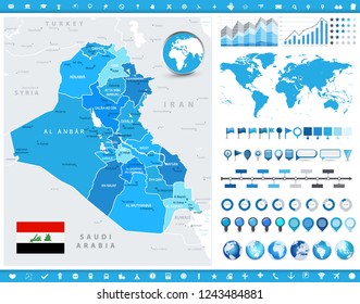 Iraq Map and infographic elements. Detailed vector illustration of Iraq map and infographic elements.